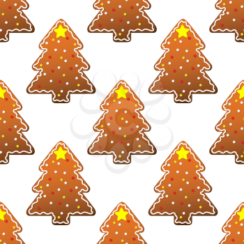 New year gingerbread tree seamless pattern for winter holidays design