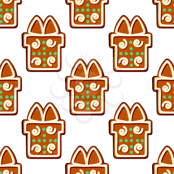 Gingerbread gifts and presents seamless pattern for holiday design