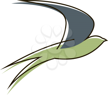Stylised sketch of the silhouette of a graceful flying swallow bird with outstretched wings
