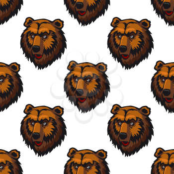 Seamless pattern of brown bear head trophies for background design