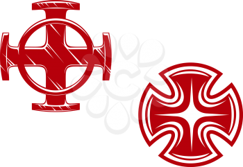 Vector illustration of two stylized crosses, one of Celtic form on a white background