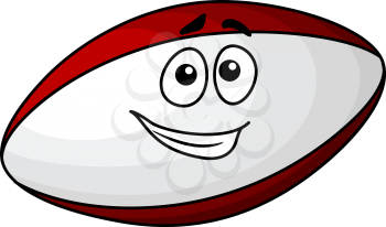 Cartoon rugby ball with funny smile for sports mascot design