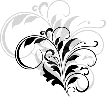 Abstract floral design element with gray shadow