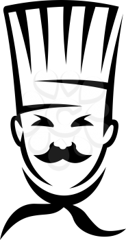 German cuisine chef with a hat and mustache in black and white