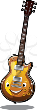 Happy smiling electric guitar in cartoon style for music and mascot design