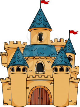 Medieval cartoon fairy-tale castle for child book design