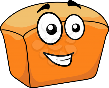 Loaf of freshly baked crusty white bread with a happy cartoon face, vector illustration isolated on white