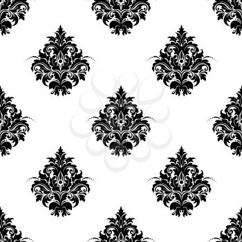 Damask seamless floral pattern with decorative flowers and embellishments