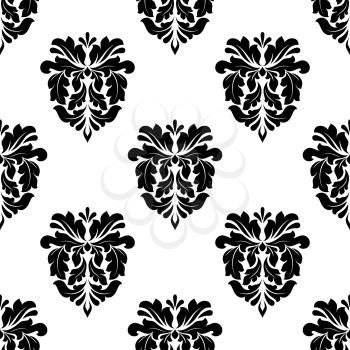 Vintage damask seamless pattern with decorative floral motifs for wallpaper design