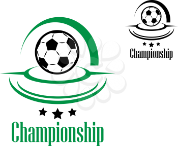 Soccer or football icon with ball and championship text for sports design