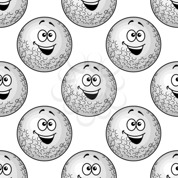 Seamless background pattern of cartoon golf balls with big happy smiles in a close repeat motif in square format