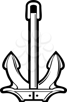 Black and white vector illustration of a nautical ships anchor with heavy flukes and no chain