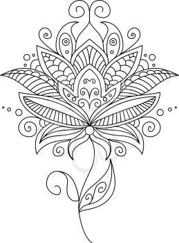 Pretty ornate delicate floral design element in a black and white calligraphic design