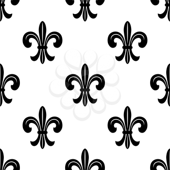 Stylized French fleur de lys seamless pattern in black and white suiable for fabric , print or wallpaper