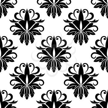 Floral seamless pattern background with flourish elements for tile, wallpaper or textile design