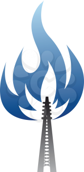 Gas and oil industry symbol - pipe with blue glow flame