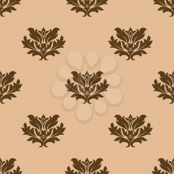 Beige and brown seamless pattern with floral elements