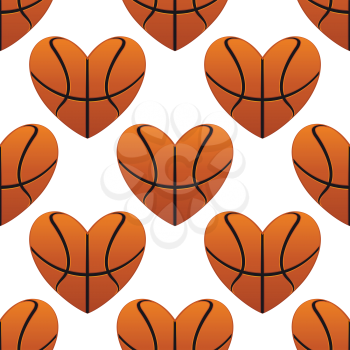 Basketball hearts in a seamless pattern in square format suitable for sports design