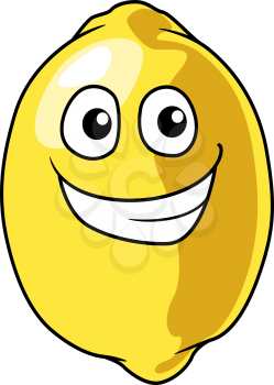 Cartoon vector illustration of a cheeky happy smiling yellow lemon fruit isolated on white