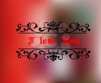 I love you header on red abstract background for love concept or greeting card design