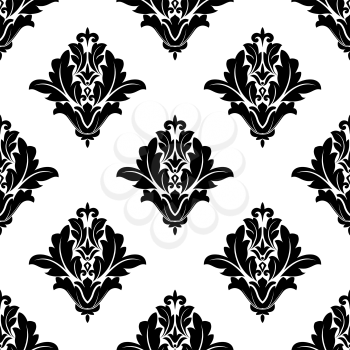Black and white damask seamless pattern for textile or background design