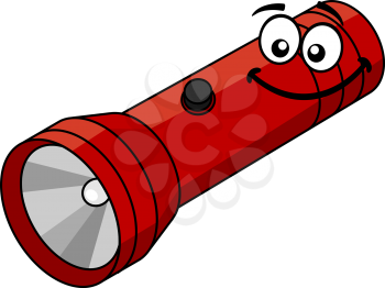 Red flashlight in cartoon style isolated on white background