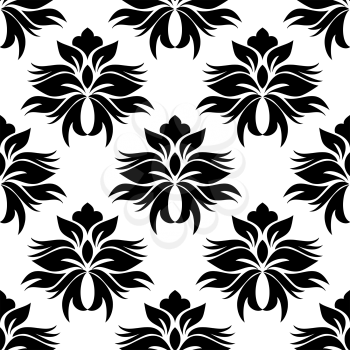 Floral seamless pattern in black and white color for background or wallpaper design