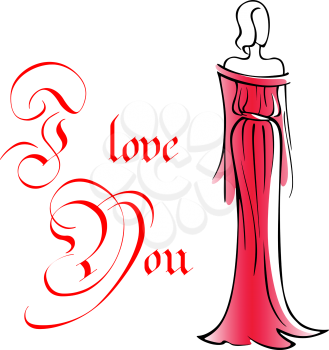 Glamorous elegant lady in a long red dress suitable for Valentines, wedding, or an anniversary design