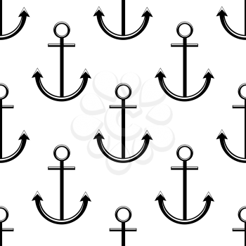 Seamless black and white background pattern of ships anchors suitable for nautical themed fabric and wallpaper design