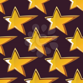 Golden shooting star seamless pattern on a brown background in square format suitable for fabric or wallpaper design