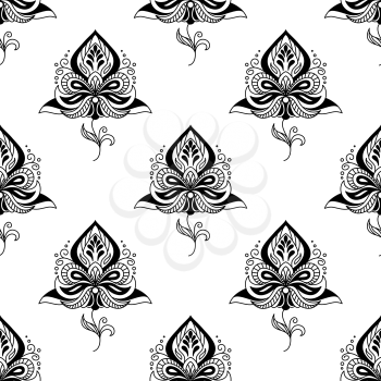 Seamless pattern with persian paisley flowers for wallpaper, fabric or background design