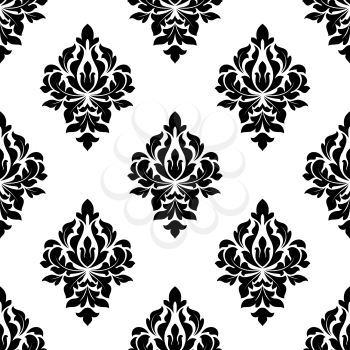 Floral seamless pattern background with black flourish elements