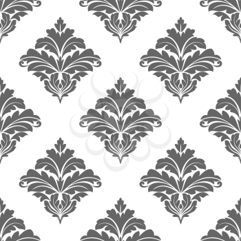 Grey seamless floral pattern with pereated damask motifs for tile, textile, wallaper and background design