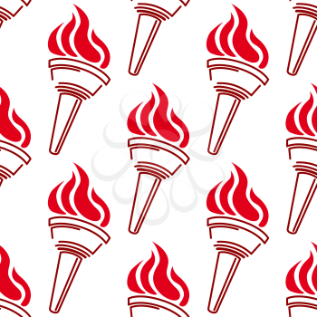 Flaming torch seamless background pattern with a repeat motif in retro style for any conceptual design