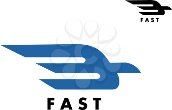 Fast icon with a stylized bird in flight with trailing wings for delivery, air mail or transportation industry icon