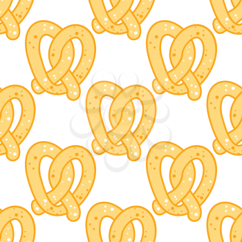 Crispy golden pretzel seamless background pattern with a repeat motif in square format for bakery design