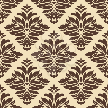 Brown and beige seamless damask pattern for wallpaper, background and fabric design