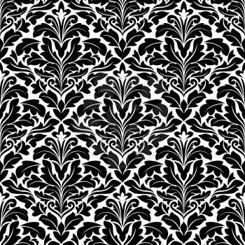 Bold damask seamless pattern with ornated floral elements and motifs