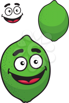 Fresh tangy green cartoon lime or lemon with a big happy smile plus a second variation with no face