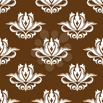 Brown and white floral seamless pattern for wallpaper and fabric design