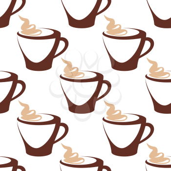 Coffee cup  with cream seamless pattern for cafe or restaurant design