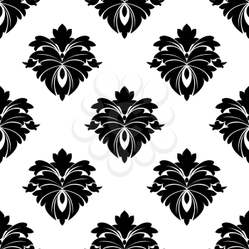 Black floral seamless pattern for wallpaper, tile or background design