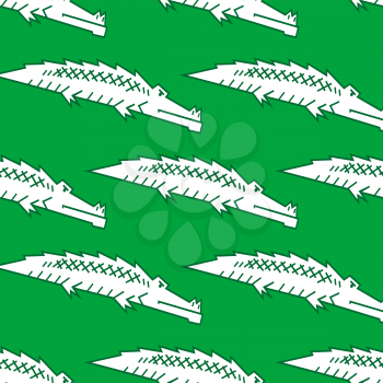 Stylized green crocodile or alligator seamless pattern with a repeat motif in square format