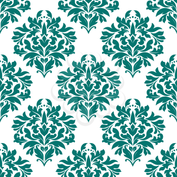 Green floral seamless pattern on white background for textile design