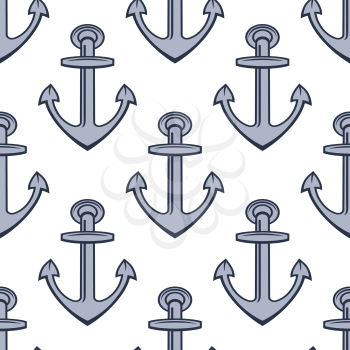 Seamless background pattern of ships anchors with a repeat motif in a nautical theme in square format