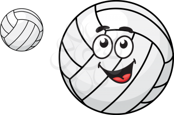 Two volleyballs, one with a happy smiling face and other without face suitable for sports design isolated on white background