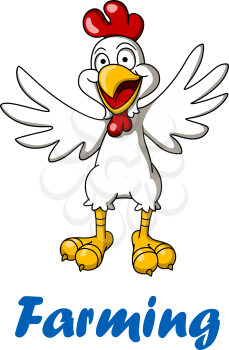 Cartoon rooster bird for agriculture and farming design