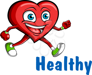 Running heart character for sports, healthcare or another healthy design