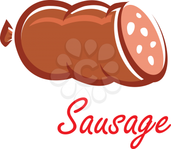 Cartoon wurst or sausage isolated on white for breakfast or dinner food design