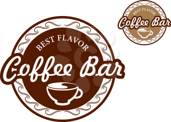 Coffee bar signs with text Best Flavor Coffee Bar in beige and brown colors suitable for cafe and restaurant design isolated over white background